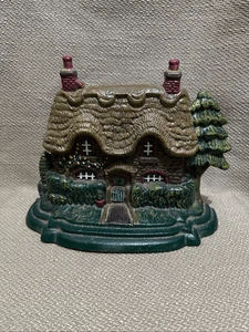 Vintage Cast Iron English Cottage With Thatched Roof Doorstop Heavy 11” - Picture 1 of 9