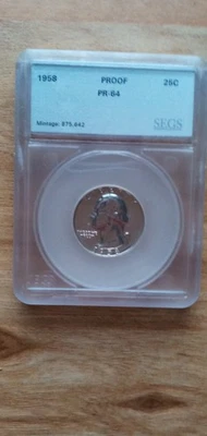 1958 US Washington Quarter 25c .25 PCGS PR64 PROOF - Image 1 of 2