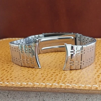 19mm 18mm 17mm Bulova Solid-Link Stainless Steel Unused 1970s Vintage Watch Band - Image 1 of 4