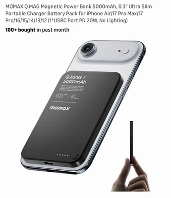 Banco de alimentación magnético 5000 mAh, 0,3" cargador portátil ultra delgado paquete de baterías Foto 1 de 4