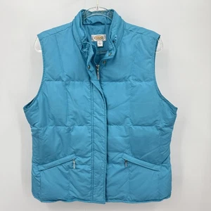 Talbots Puffer Vest Womens Large Down Feather Quilted Zip Detachable Hood - Picture 1 of 12