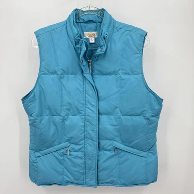 Talbots Puffer Vest Womens Large Down Feather Quilted Zip Detachable Hood - Image 1 of 4