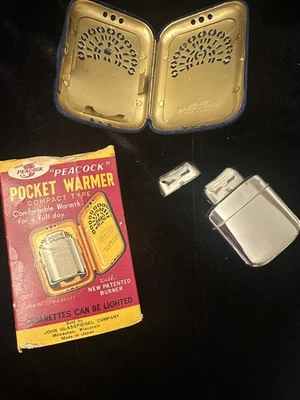 Rare Vintage Peacock Pocket Hand Warmer w/ Box  Hard Case Patented/Made In Japan - Image 1 of 4