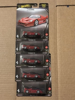 LOT OF (5) FERRARI F50 HOT WHEELS PREMIUM, RED,2025 CAR CULTURE TIMELESS ICONS!! - image 1 of 4