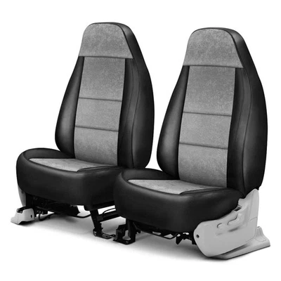 For Porsche Cayman 14-16 Ultisuede 1st Row Black & Gray Custom Seat Covers - Изображение 1 из 4