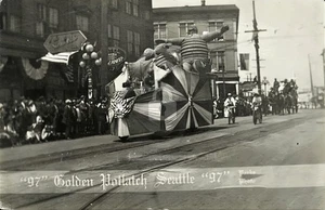 Golden Potlatch Parade Seattle Washington c1910 Parks RPPC Photo Postcard COPY - Picture 1 of 2
