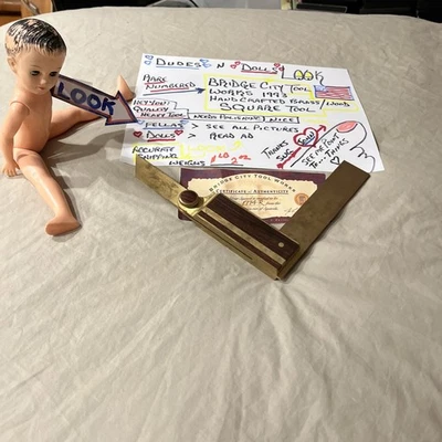 BRIDGE CITY TOOL WORKS  Brass SQUARE Signed Numbered 1993 Quality Carpenter Tool - Image 1 of 4