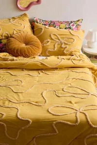 Soft & Luxurious Duvet Cover – Boho Yellow Tufted Cotton 3 Piece Bedding Set - Picture 1 of 4