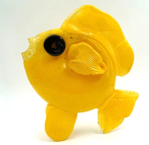 Modern Signed, 1997 Hand Blown Art Glass Large Gold Fish Sculpture Beach Decor - Picture 1 of 7