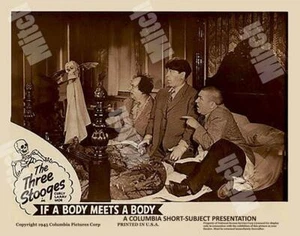THE THREE STOOGES   IF A BODY MEETS A BODY 1945 11 X 14 FLYING SKULL LOBBY CARD - Picture 1 of 1
