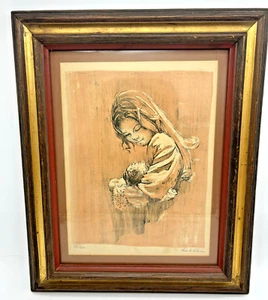 Frank Palmieri litografia a colori mamma e bambino firmata numero 132 di 200 con cornice - Foto 1 di 22