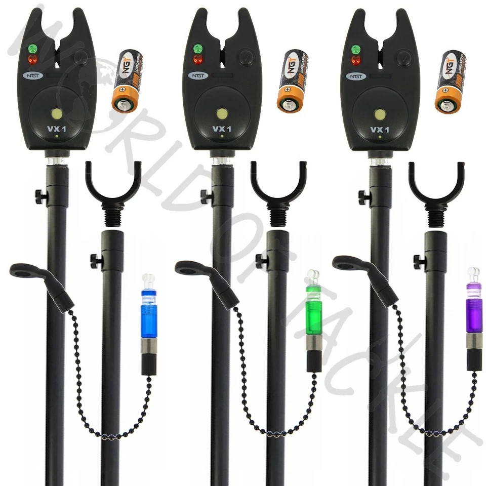 Juego de alarma de mordedura de pesca con indicadores de palos de banco bobinas reposacañas carpa GRUESO Foto 1 de 1