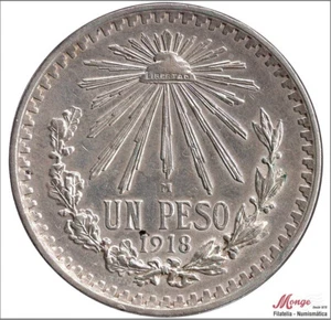 Mexico 1 Peso 1918 / 18,13 gr. plata EBC KM00454-18 - Bild 1 von 2