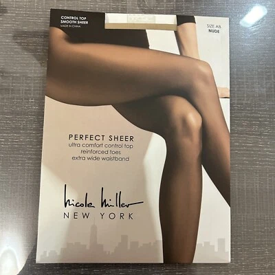 Nicole Miller Perfect Sheer Control Top Pantyhose~Nude~Size AB - NIP - Image 1 of 2
