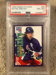 Wayne Gretzky PSA 8 1998 Panini #80 Sticker Oilers NM Rangers 3 higher Pop 11