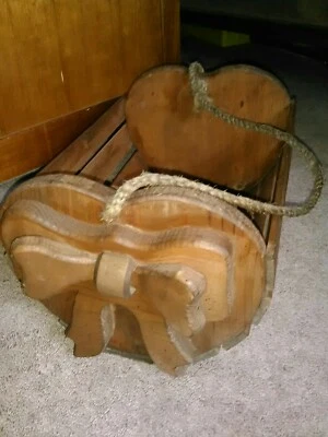 Hanging Wooden Basket Box Shaped Design * Vintage Handcrafted Decor Piece - Image 1 of 4