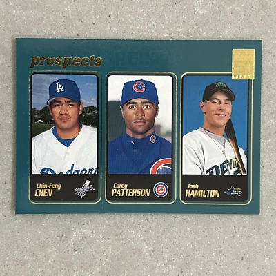 2001 Topps #362 Prospects Josh Hamilton, Corey Patterson, Chin-Feng Chen - Image 1 of 2