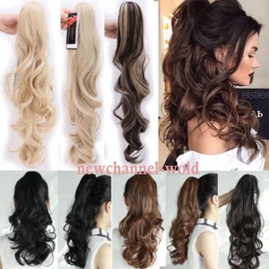 US Stroe Ponytail Clip In Hair Extensions Jaw Claw On Pony Tail As Remy Human wr - Picture 1 of 23