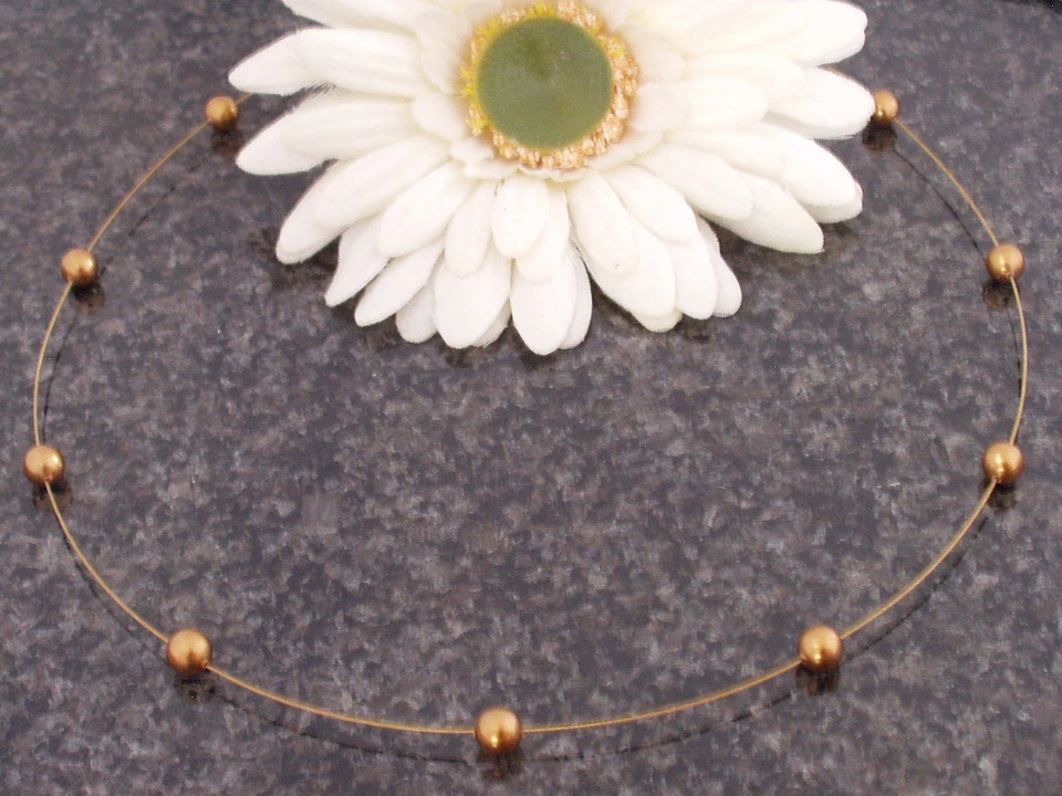 Echtes Perlen Collier Kette Halsreif Perlendraht Omega 585 Gold Süßwasserperlen - Bild 1 von 1