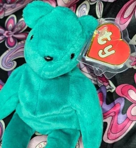 gorgeous Old Face Teal TEDDY 🌈 1st Gen HT 1/1 MWCT Nice Tag🌈 TY BEANIE BABY - Picture 1 of 15