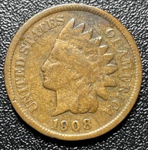 1908 United States Indian Head Penny Cent 1c - Picture 1 of 3