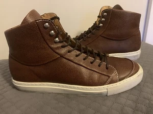 The Generic Man Hi Top Lace Up Brown Leather Shoes Sportsman Portugal Mens Sz 10 - Picture 1 of 9