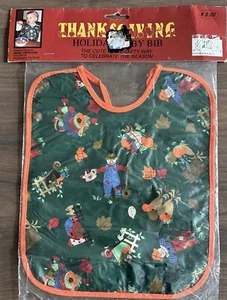 Vintage New 1990’s Magic Creations Thanksgiving Holiday Bib 12” Plastic Cute! - Picture 1 of 5