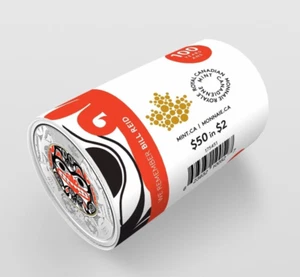 2020 Canada BILL REID Colored $2 Toonie RCM Special Wrap Roll 25 Coins MINT UNC - Picture 1 of 4