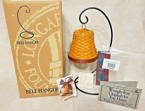 MINT 2000 Longaberger Christmas Noel Bell Basket Wrought Iron Hanger Tassel Tie Cover