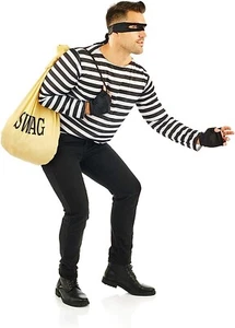 Men`s Bank Robber Kit for Adult Burglar Thief Villain Costume One Size Halloween - Picture 1 of 4
