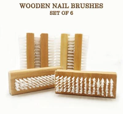 ATHENA 6 Stck. Holz Nagelbürste doppelseitig weiche Borsten Finger Zehen Schrubben Reinigung