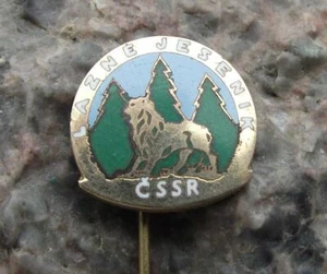 Antique Lazne Jesenik Czechoslovakia Spa Town CSSR Lion Crest Pin Badge - Picture 1 of 2