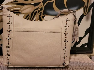 SAK, Hobo Sak Handbag, Beige, w/multi-colored beads, slip pocket & key bob - Picture 1 of 8