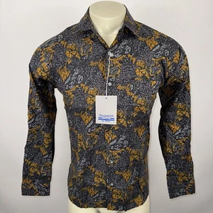 NOS Vintage 80s 90s Shirt Cotton Rayon Button Up All Over Print NEW Mens Medium - Picture 1 of 18