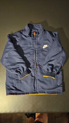 Jaqueta Nike infantil tamanho 6 azul marinho/laranja lã reversível zíper completo - Imagem 1 de 4