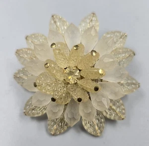 W. Germany Golden Chrysanthemum Blossom Celluloid Brooch Pin - Picture 1 of 4
