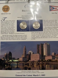 2002 Ohio P & D STATEHOOD QUARTERS WITH STAMPS PANEL - Picture 1 of 2