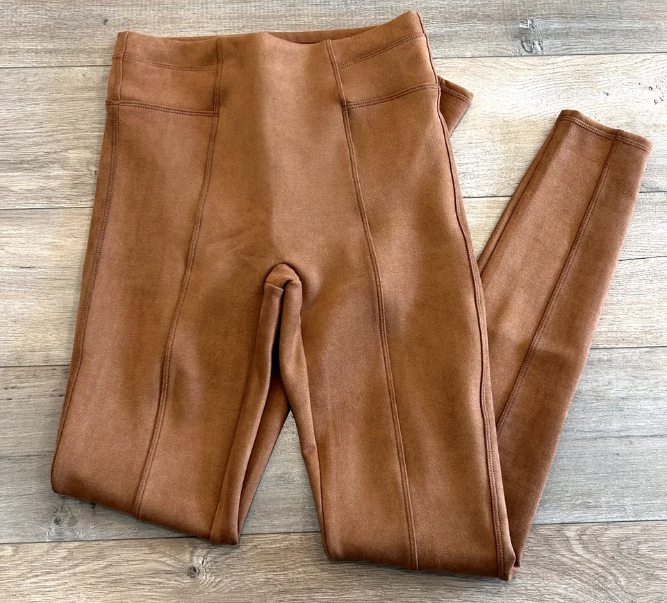 Spanx Faux Suede Leggings Women's Size Small Tall Ankle Rich Caramel Slimming - Image 1 of 4