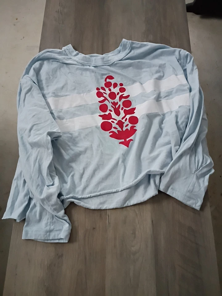 Free People Movement Inspire Logo Long Sleeve Tee White Colorway W/ Red But I... - Image 1 of 4