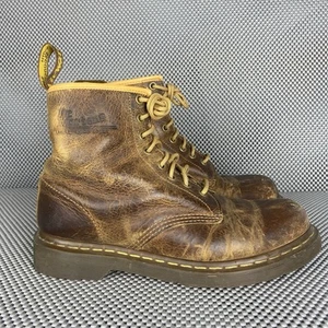 Vintage Dr Martens Boots Mens 9 Womens 10 Brown Leather Logo 11822 - Picture 1 of 12