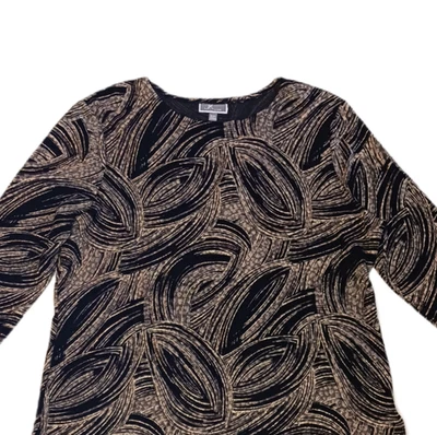 Camisa de vestir JM Collection Petite para mujer P/XL negra y dorada manga 3/4 Foto 1 de 4