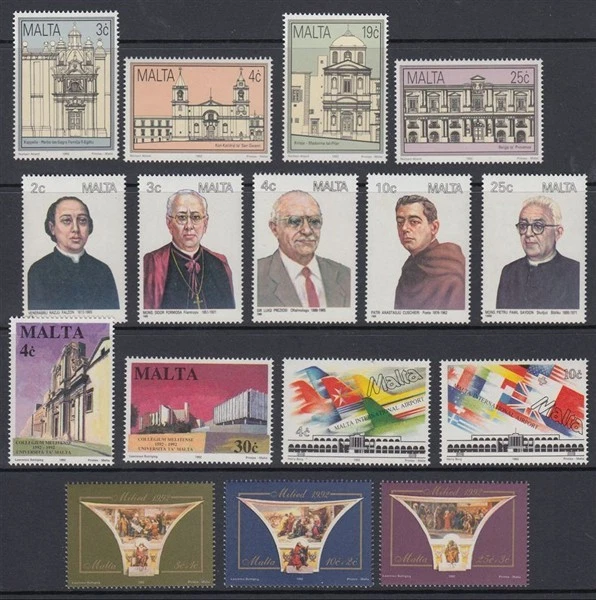 MALTA 1988-92 SELN OF 5 SETS UHM PERSONALITIES BUILDINGS XMAS (ID:479/D4441) - Image 1 of 1