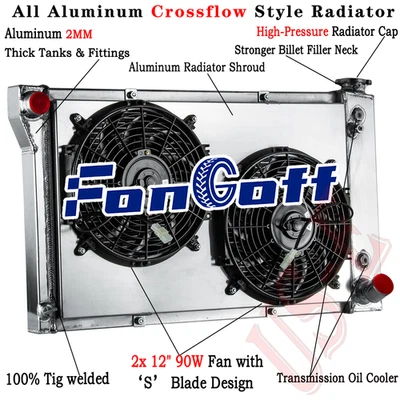 369 3Row Radiator Shroud Fan Fit 67-72 Chevy C/K C10 C20 C30 K10 K20 K30 Trucks Foto 1 de 4