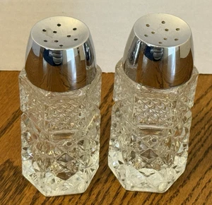Vintage Anchor Hocking Wexford Diamantschliff Glas Salz & Pfefferstreuer Set - Bild 1 von 6
