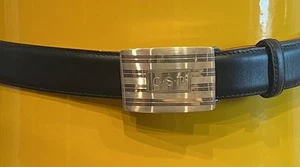 Tiffany Black Calf Skin Leather Belt w Sterling Silver Buckle, Monogrammed, 32 - Picture 1 of 12