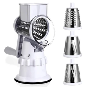 Rotary Cheese Grater Hand Crank - Mandoline Vegetable Slicer with 3 Stainless... - Picture 1 of 7
