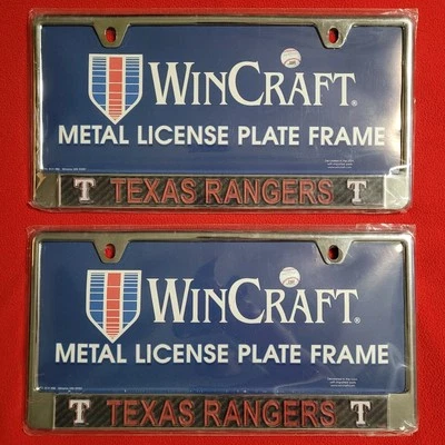 WINCRAFT Texas Rangers (LOT of 2) MLB Baseball Metal License Plate Frames NEW - Image 1 of 3