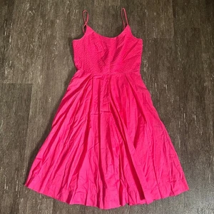 Tory Burch Pink Cotton Fit and Flare Dress Sleeveless Summer Party Size 2 - Picture 1 of 9