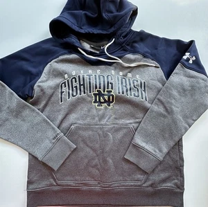 Felpa con cappuccio Under Amour Notre Dame grigio blu manica lunga tasca canguro uomo small - Foto 1 di 15