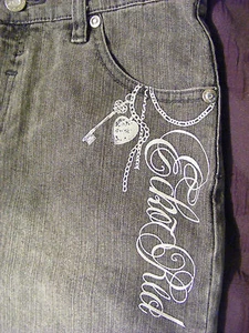 Girls Eckored Denim Foundry Embellished Grey Bermuda Jean Shorts Size 14 - CL412 - Picture 1 of 10